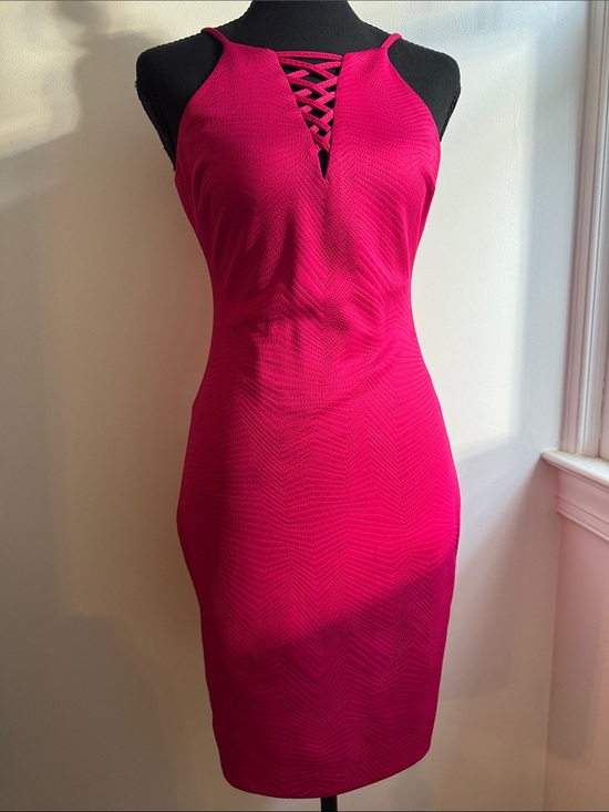 Guess Los Angeles Dresses & Skirts - Guess Los Angeles Raspberry- Hot Pink Fixed Lace-Up Sheath Mini Dress